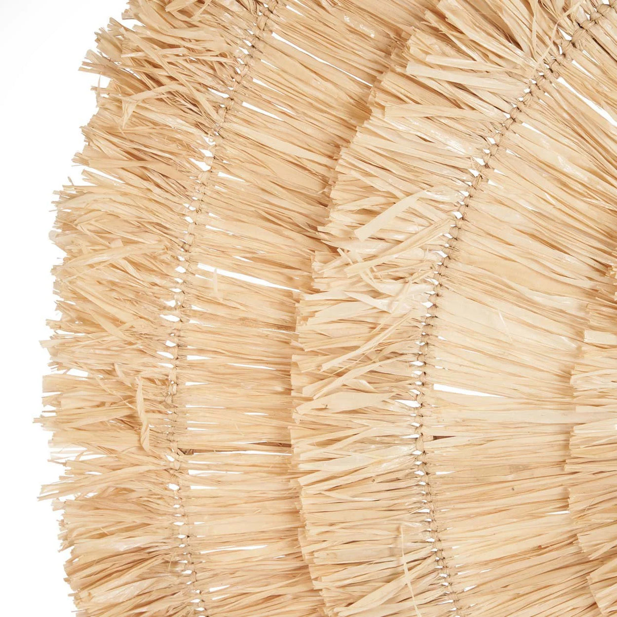 Décoration murale ronde en sisal naturel avec franges – Ø85 cm