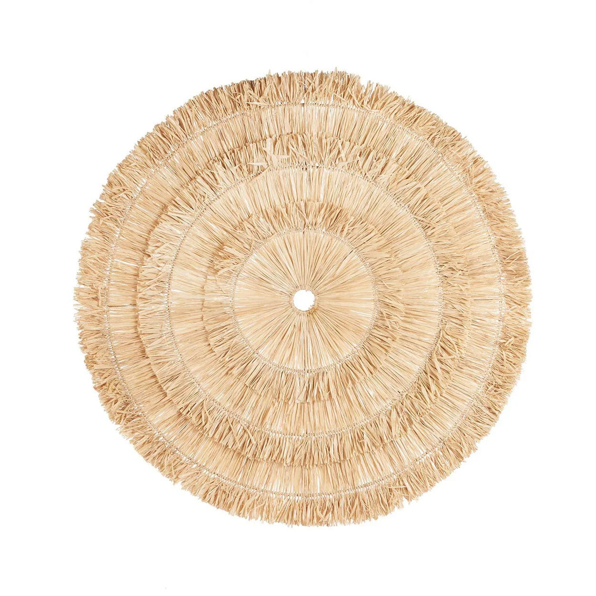Décoration murale ronde en sisal naturel avec franges – Ø85 cm