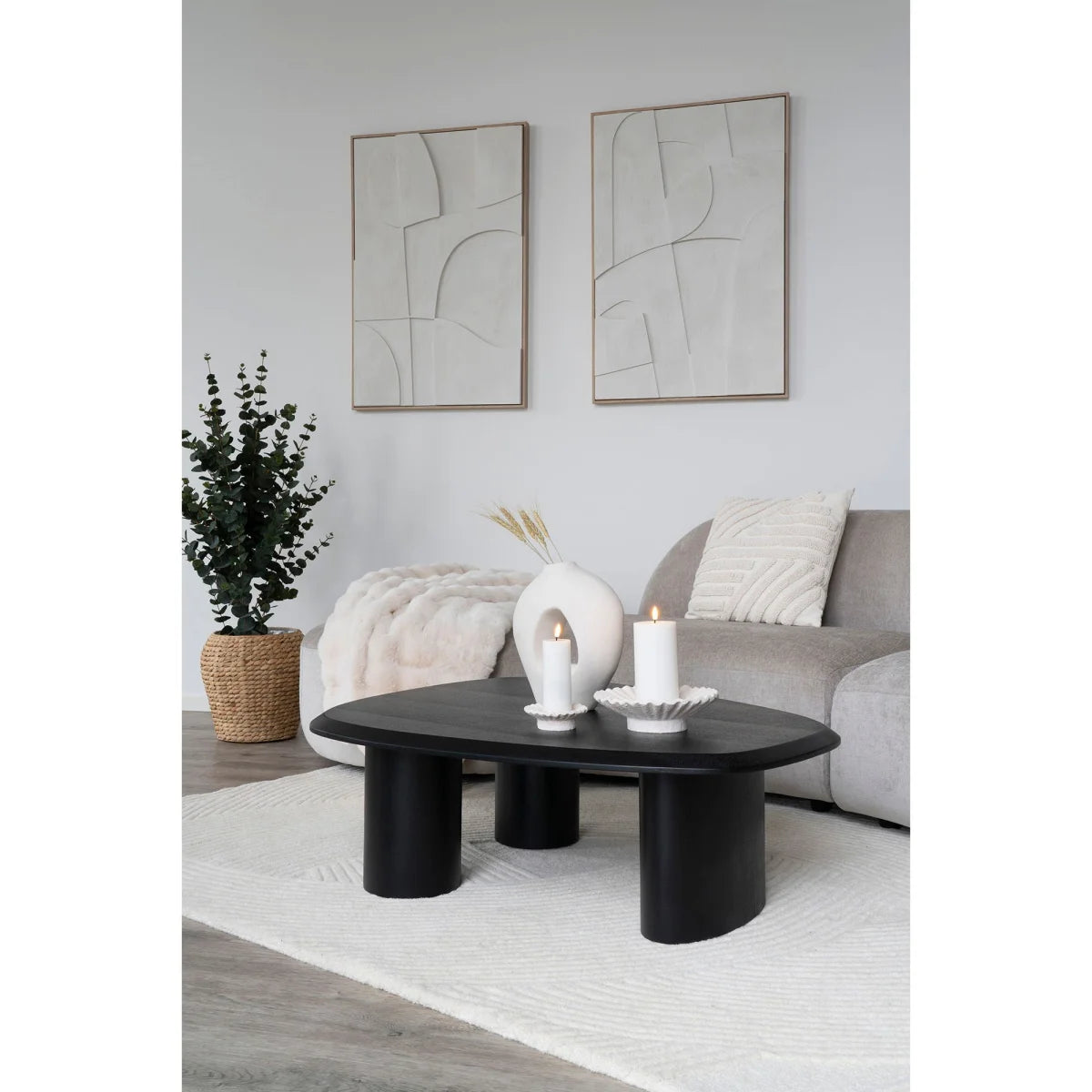 Décoration murale en toile blanche avec relief géométrique 60x90 cm