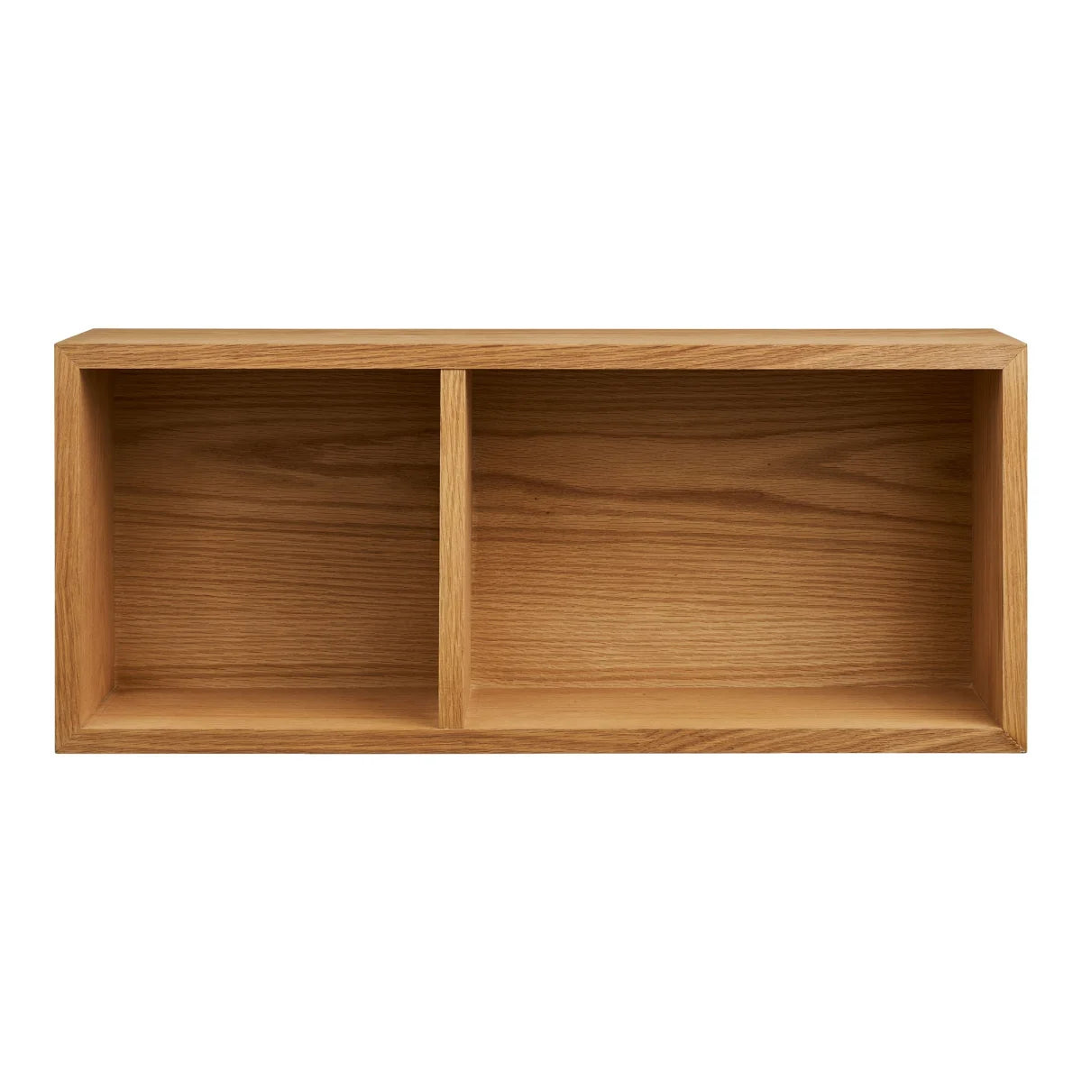Étagère murale en bois de chêne clair avec deux niches, 71x20 cm