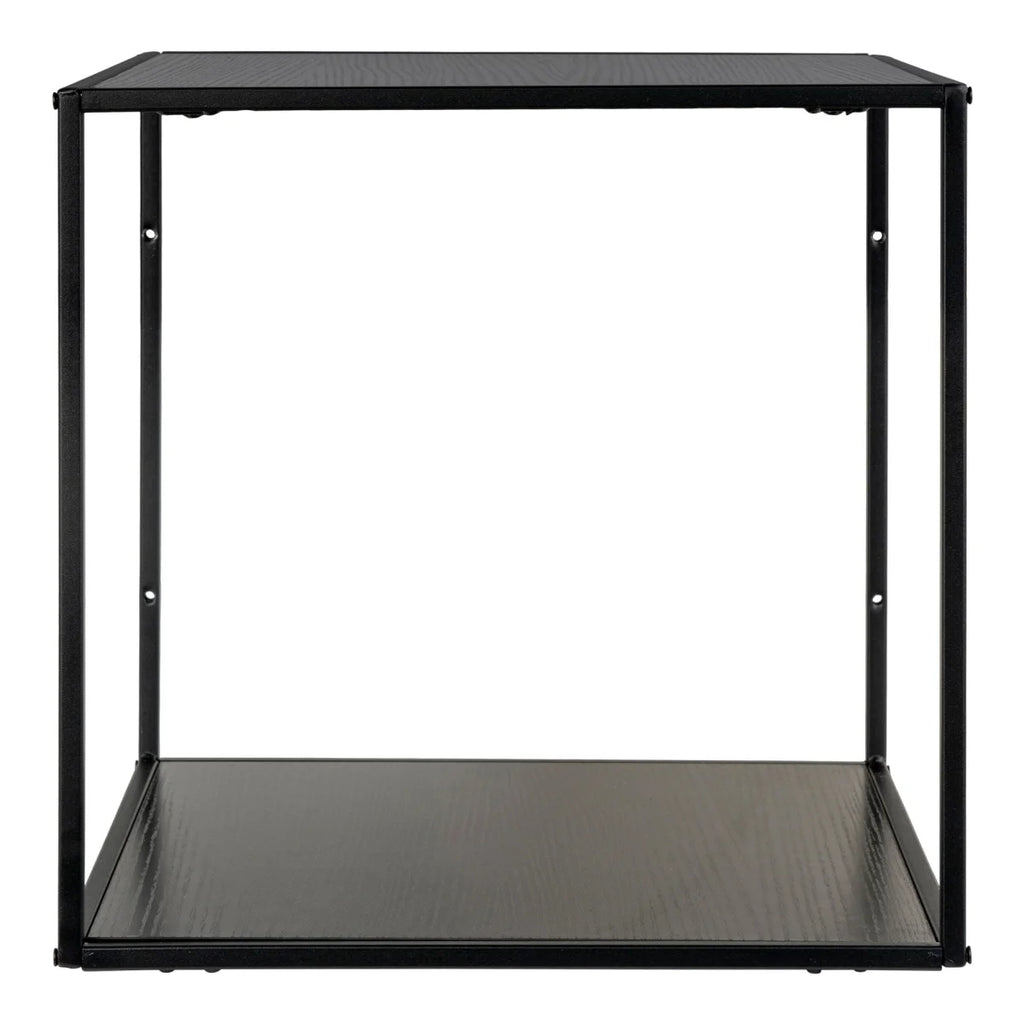 Étagère murale cube métal noir bois texturé 36x36x36 cm