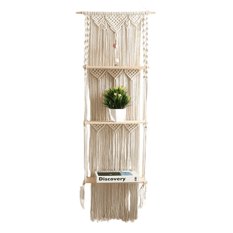 Étagère murale en macramé 3 étages