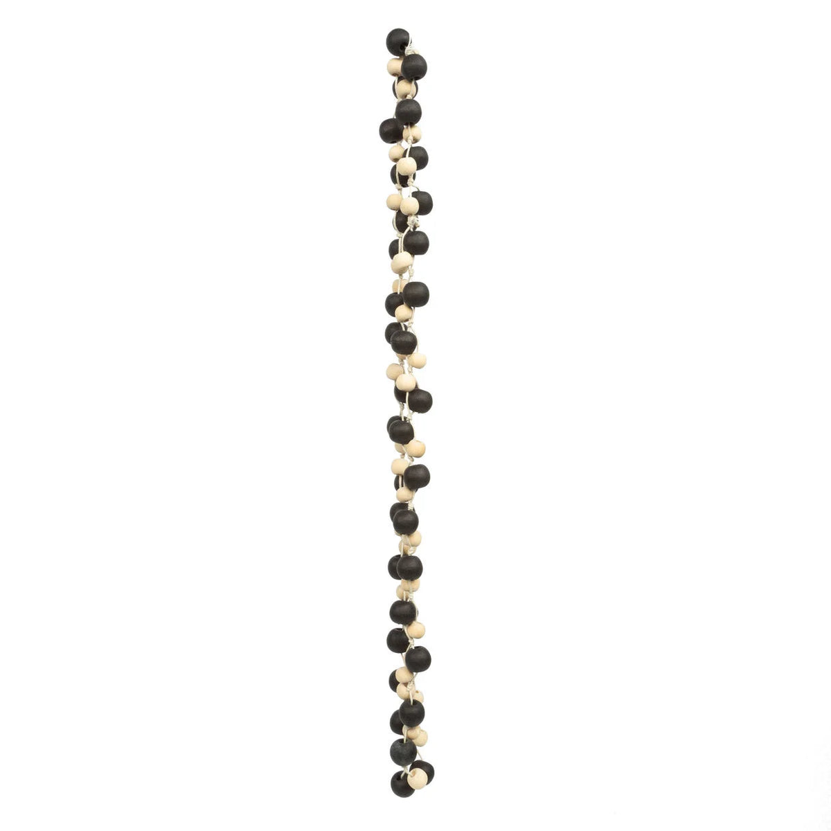 Guirlande murale en perles de bois noir et naturel torsadées