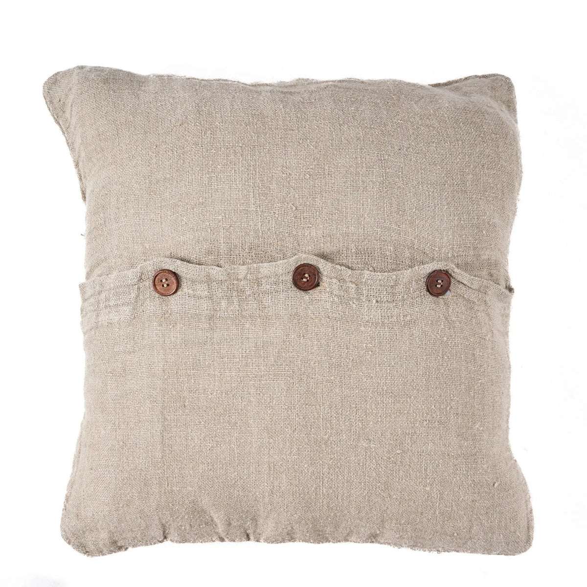 Housse de coussin carré en lin beige et écru texturé