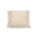 Housse de coussin crème en coton avec franges 40x40 cm texturée