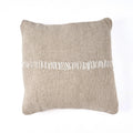 Housse de coussin lin beige 50x50 cm avec franges blanches