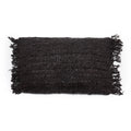 Housse de coussin noire en coton avec franges, rectangulaire 30x50 cm