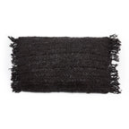 Housse de coussin noire en coton avec franges, rectangulaire 30x50 cm