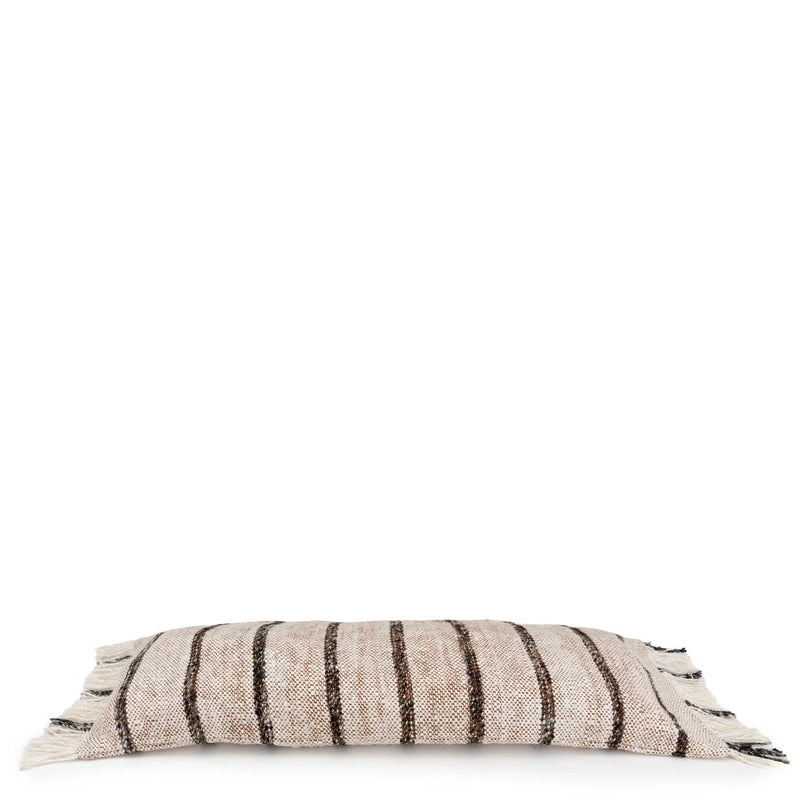 Housse de coussin rectangulaire beige en coton - 35x100 cm