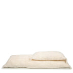 Housse de coussin rectangulaire en coton crème texturé 30x50 cm à bords effilochés