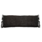 Housse de coussin rectangulaire noire texturée en coton, 35x100 cm
