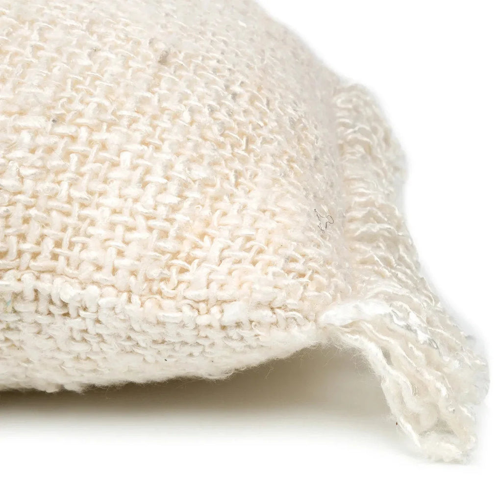 Housse de coussin rectangulaire crème en coton avec textile tissé et rempli