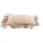Housse de coussin rectangulaire en jute naturel avec franges décoratives