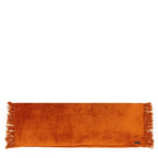 Housse de coussin velours rouille texturée 35x100 cm avec franges