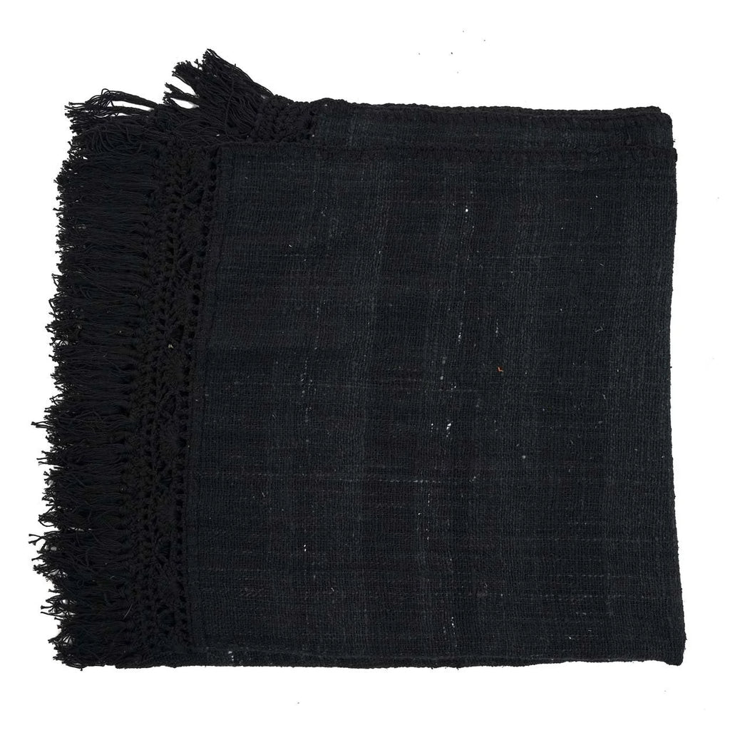Jeté de lit en coton noir 260x122 cm confortable