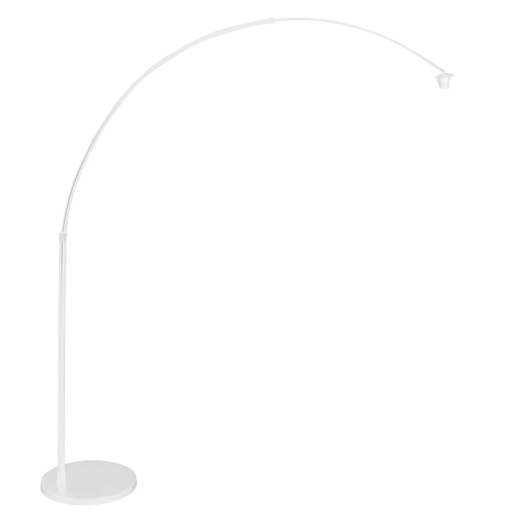 Lampadaire arc blanc en fibres naturelles ajourées et paille, H180 cm