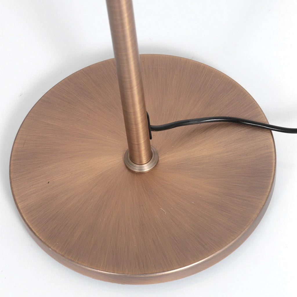 Base de lampe liseuse en métal bronze brossé avec bras articulé et câble noir