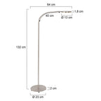 Lampe sur pied en métal argenté avec bras orientable et variateur, H132 cm