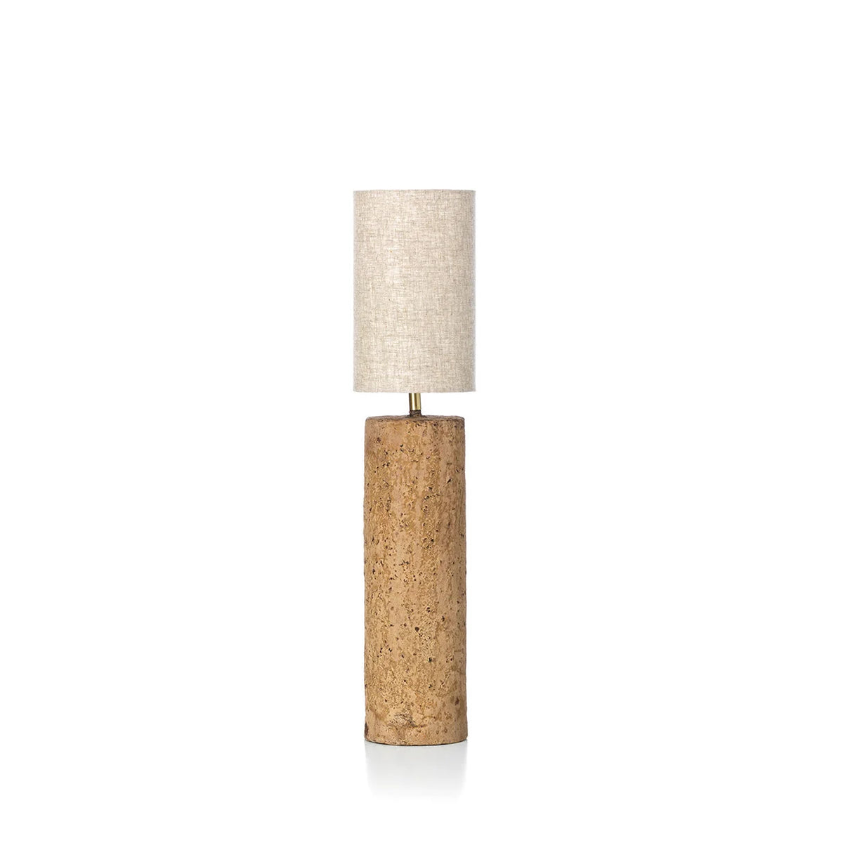 Lampe à poser en papier mâché organique boue H40 cm avec abat-jour beige tressé