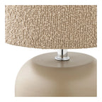 Lampe de table bouclée beige avec base taupe en métal mat, H24 cm