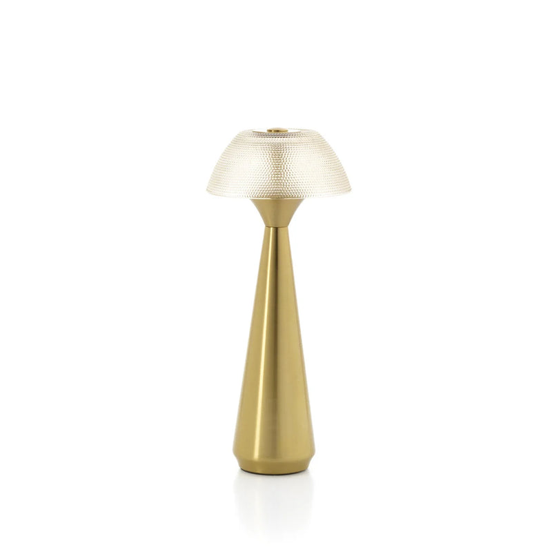 Lampe de table en métal doré à LED avec abat-jour texturé – H28 cm