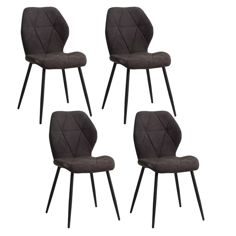 Lot de 4 chaises en tissu noir avec piètement noir, idéales pour une salle à manger moderne.