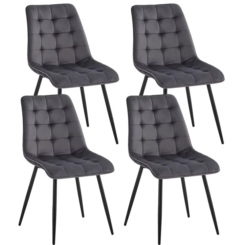 Présentation du lot de 4 chaises en velours grises