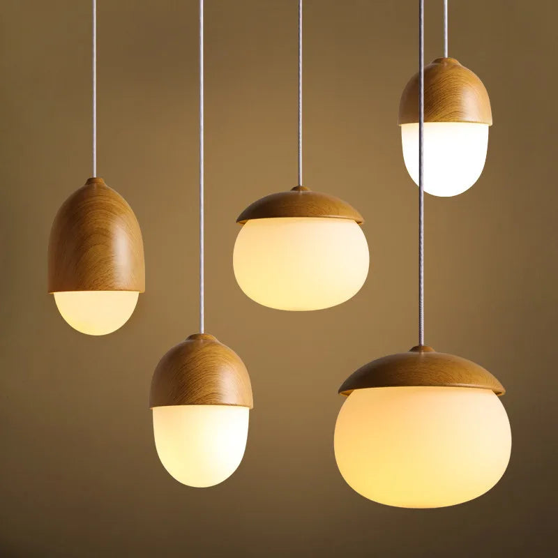 Luminaire suspension bois design