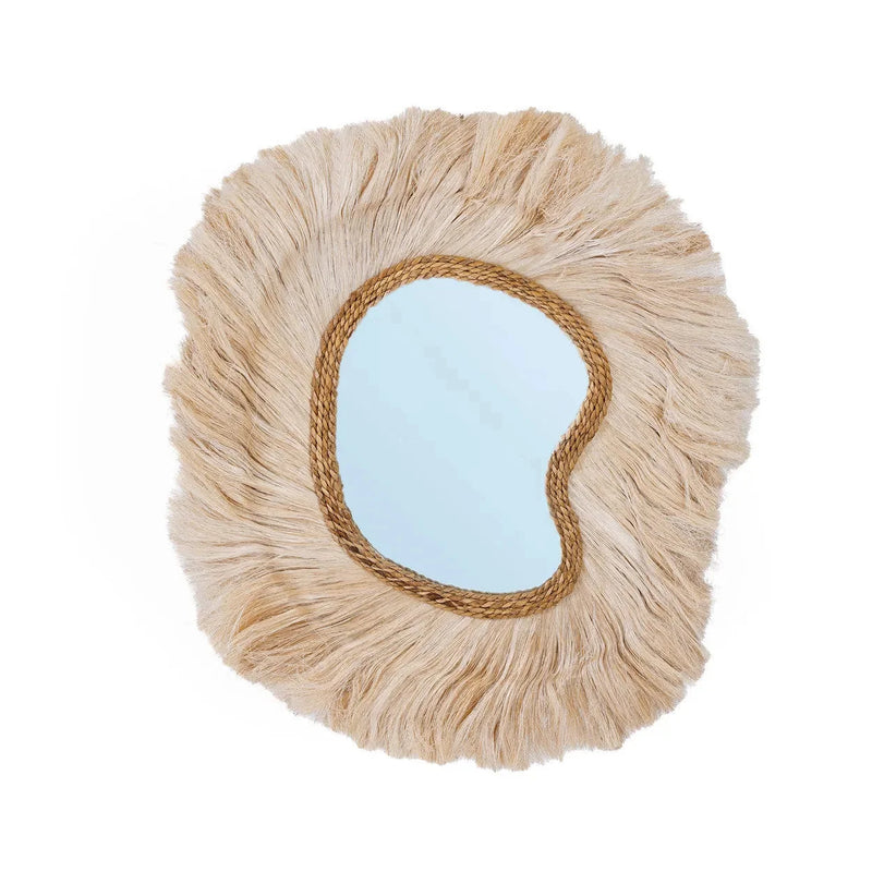 Miroir en herbe d’abaca naturel 90x80 cm déco murale