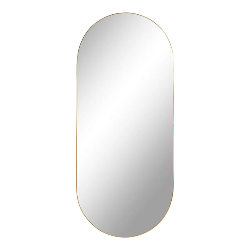 Miroir ovale en acier finition laiton 35x80 cm