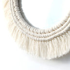 Miroir rond macramé gros plan
