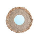 Miroir rond en raphia tissé naturel 60x60 cm