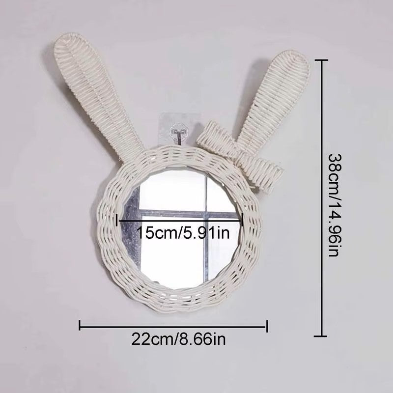 Les dimensions du miroir rotin lapin blanc