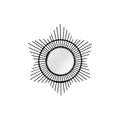 Miroir soleil mural en rotin noir fait main avec cadre étoileburst rond Ø52 cm