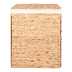 Panier à linge rectangulaire en jacinthe d’eau naturel avec couvercle, 43x32 cm