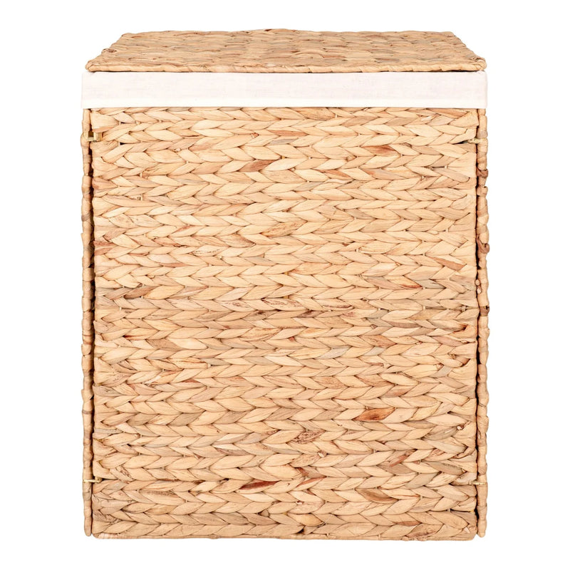 Panier à linge rectangulaire en jacinthe d'eau naturel avec couvercle – 43x32 cm