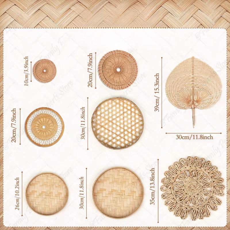 Panier mural osier et rotin lot de 8 dimension