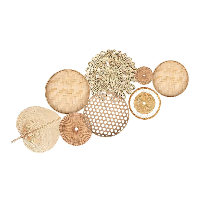 Panier mural osier et rotin - Lot de 8