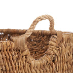 Panier de rangement rectangulaire en feuille de bananier naturelle avec poignées