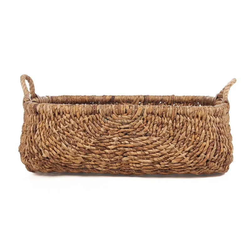 Panier de rangement rectangulaire en feuille de bananier naturelle avec poignées
