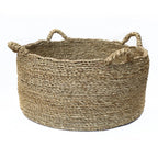 Panier de rangement rond en jonc de mer naturel avec poignées – Ø60 cm