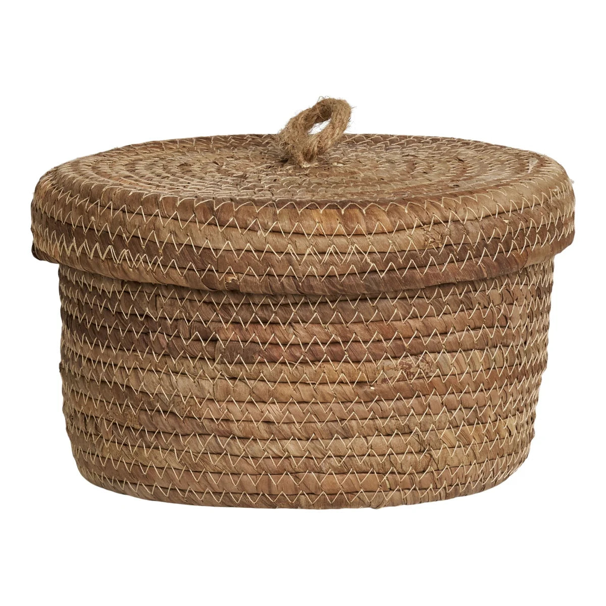 Panier de rangement en feuilles de bananier tressées avec couvercle, set de 2
