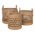 Set de 3 paniers de rangement en jonc de mer naturel avec poignées