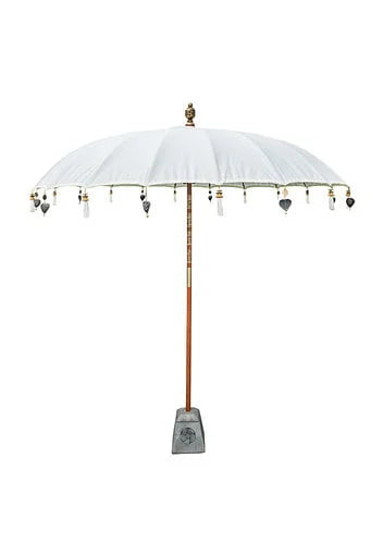 Parasol crème en tissu Naghata 280 cm avec bois sculpté