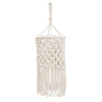 Accroche en corde et perles du petit abat-jour en macramé modèle B, pour une fixation bohème.