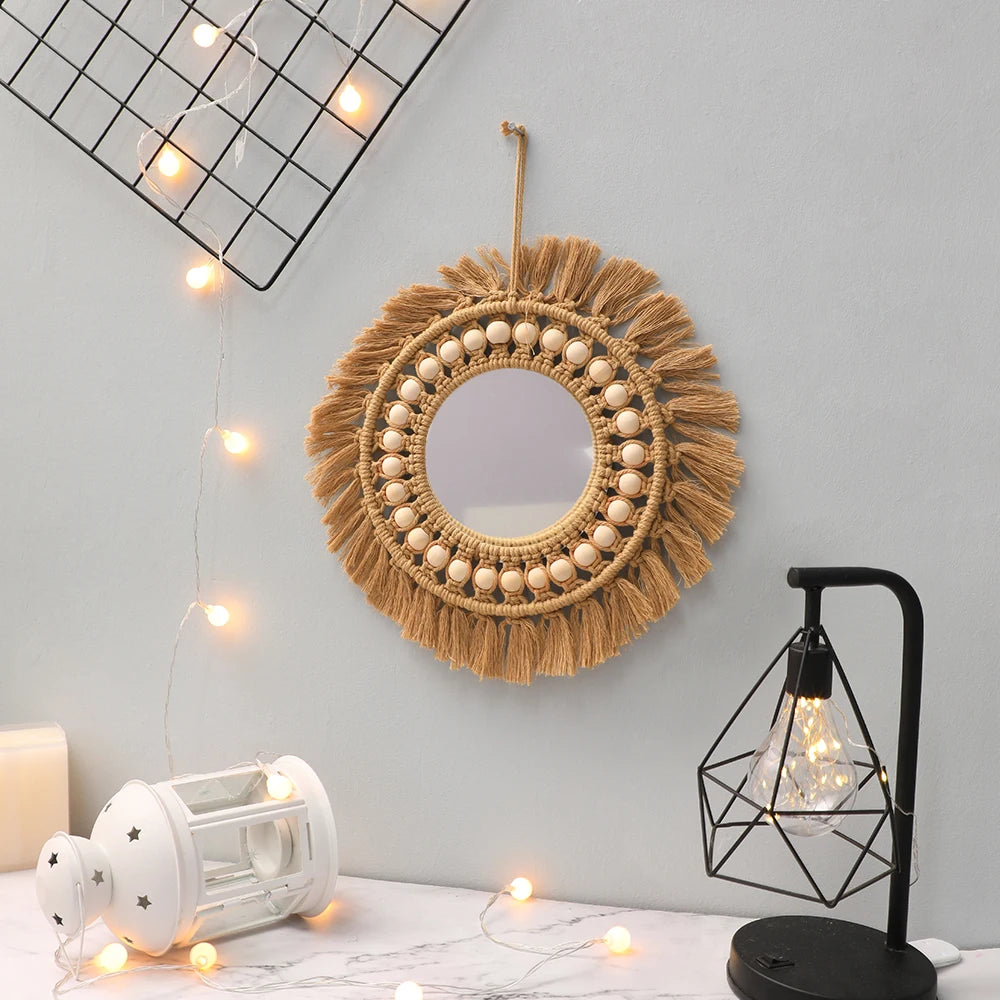 petit miroir macramé en situation