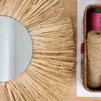 gros plan du tissage raphia du miroir