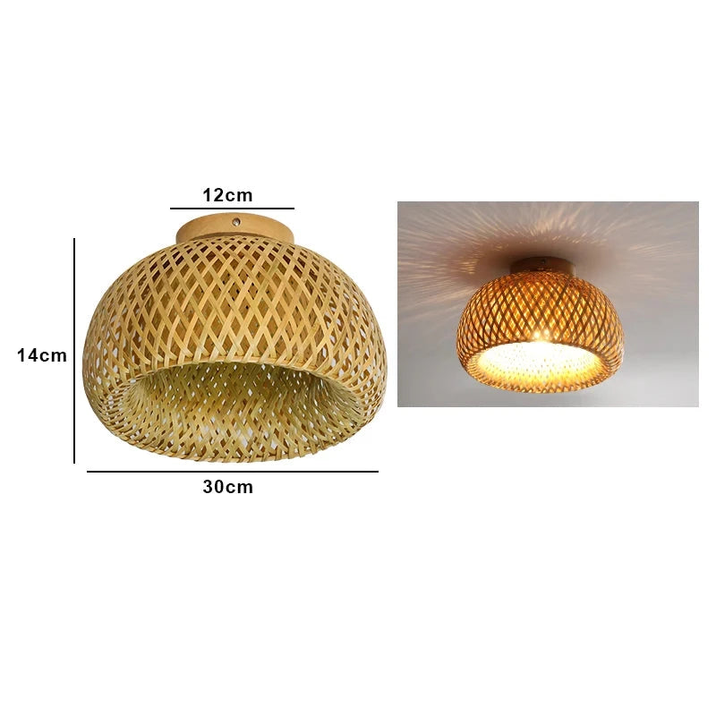 Motif ajouré naturel du plafonnier en rotin pour un effet lumineux unique