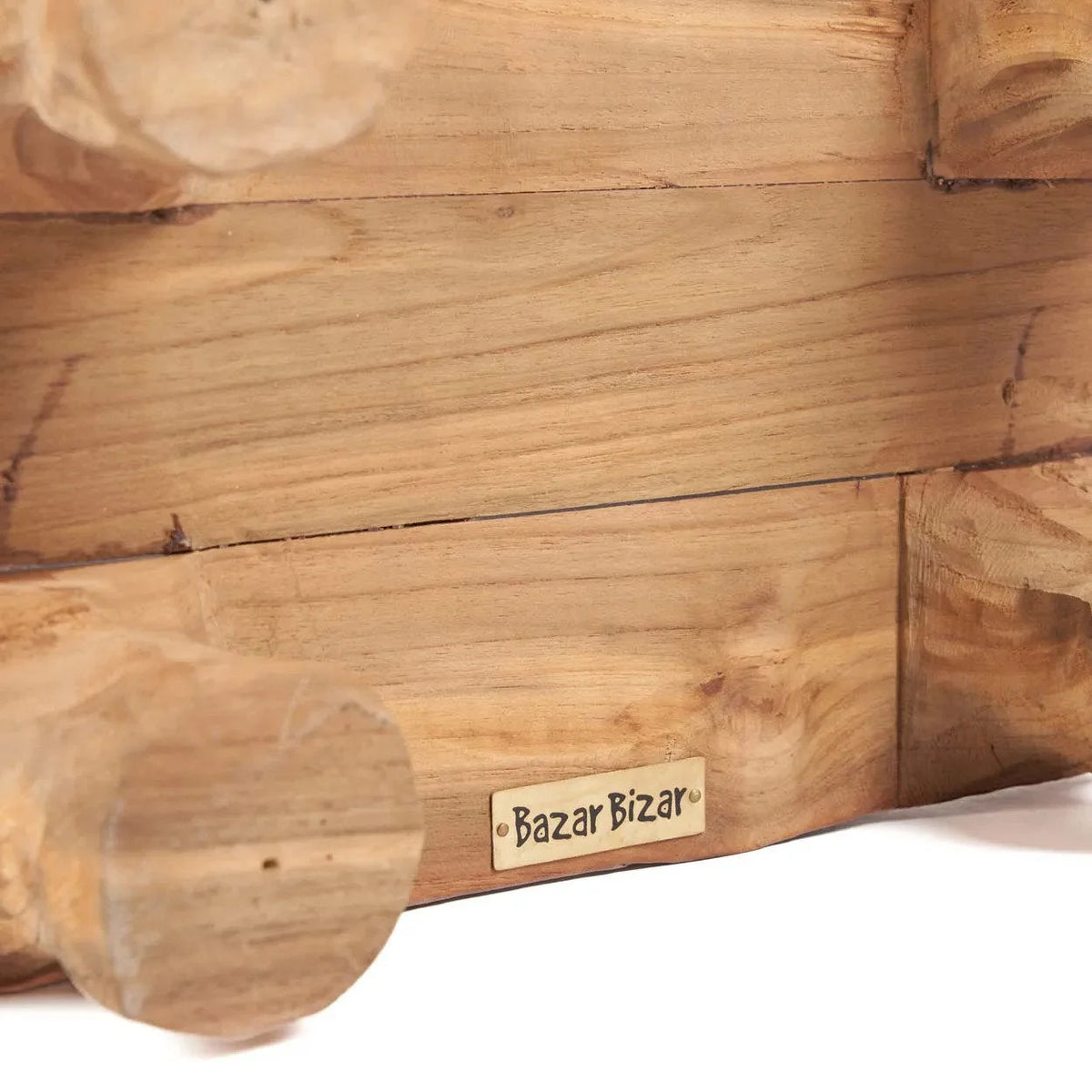 Miniature de chalet en bois de teck massif sculpté main, finition naturelle