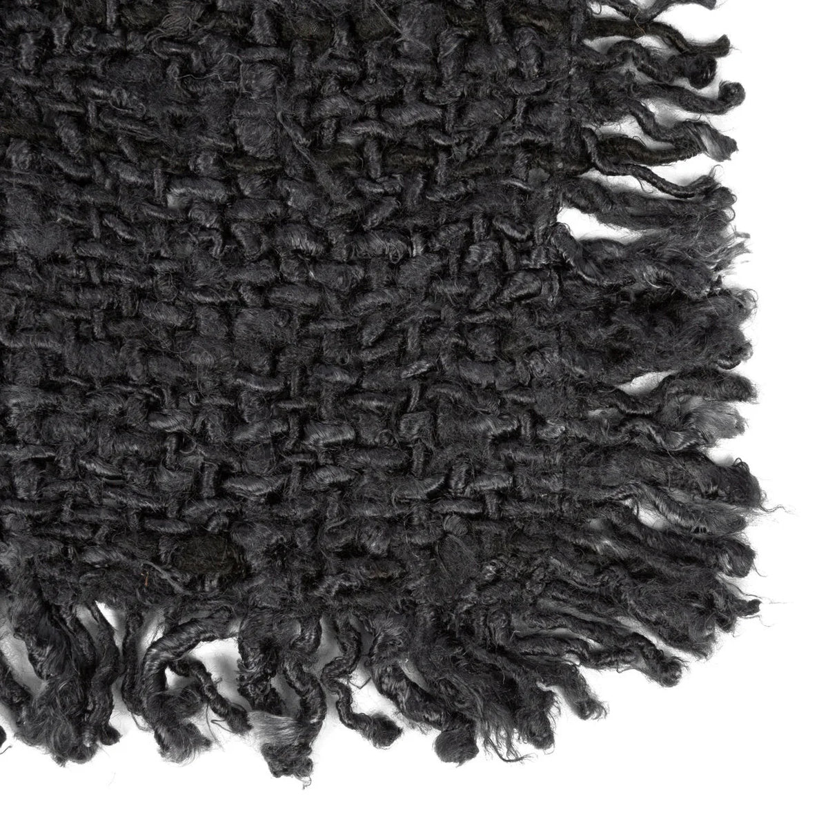 Tapis rectangulaire noir en coton frangé, tissé artisanal, set de 2